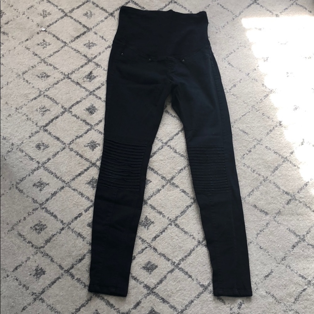 H&M full panel black moto maternity jeggings